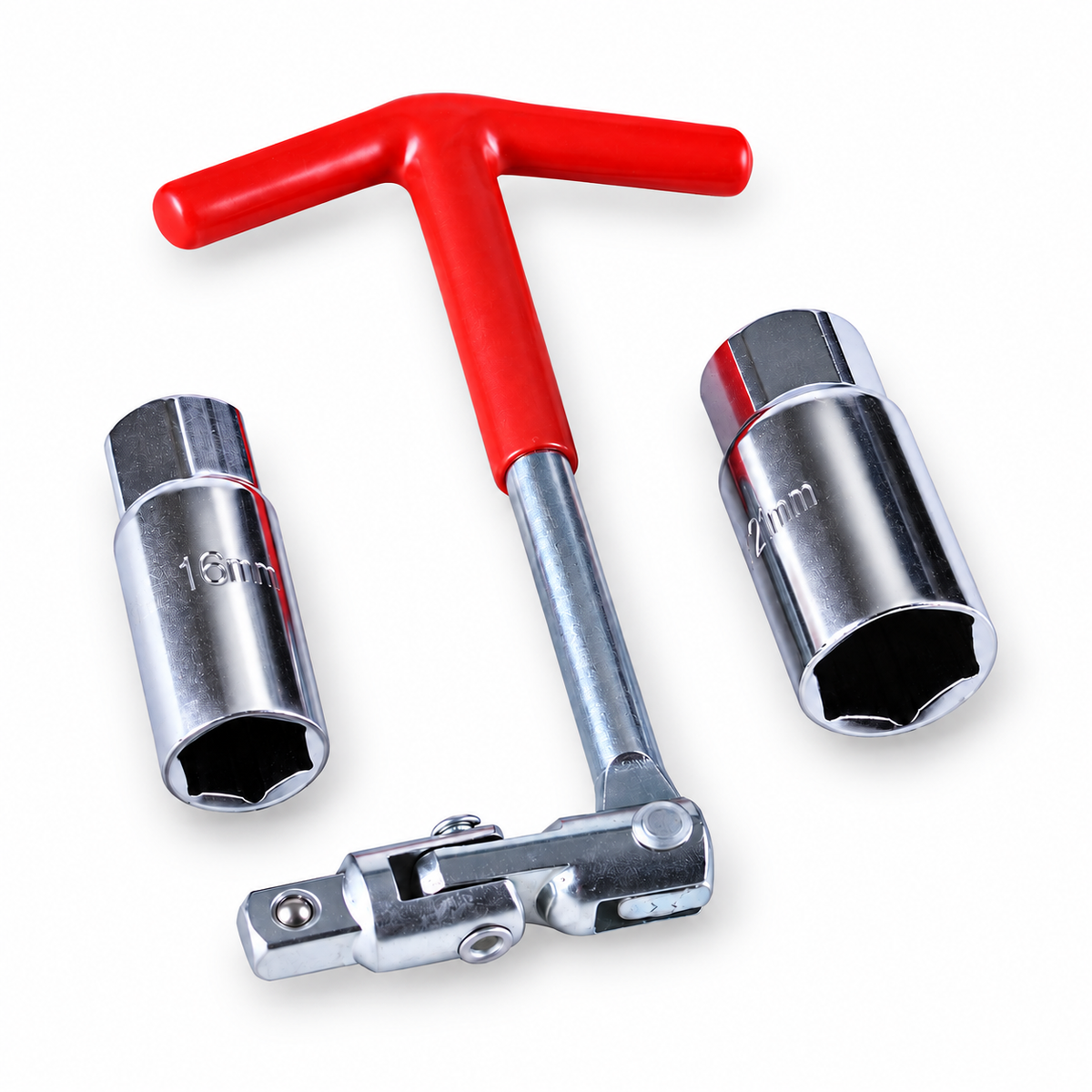 T-Handle Spark Plug Socket Wrench Set white background view